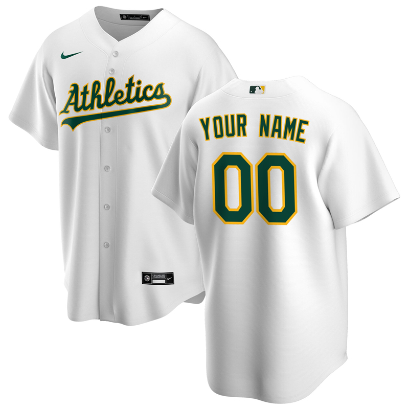 2020 MLB Men Oakland Athletics Nike White Home 2020 Replica Custom Jersey 1